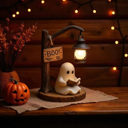 🔥👻📖Cute Ghost Reading Lantern - BOO!