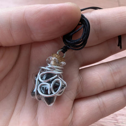 Spell Jar // Witch Black Salt Spell Protection Jar Necklace