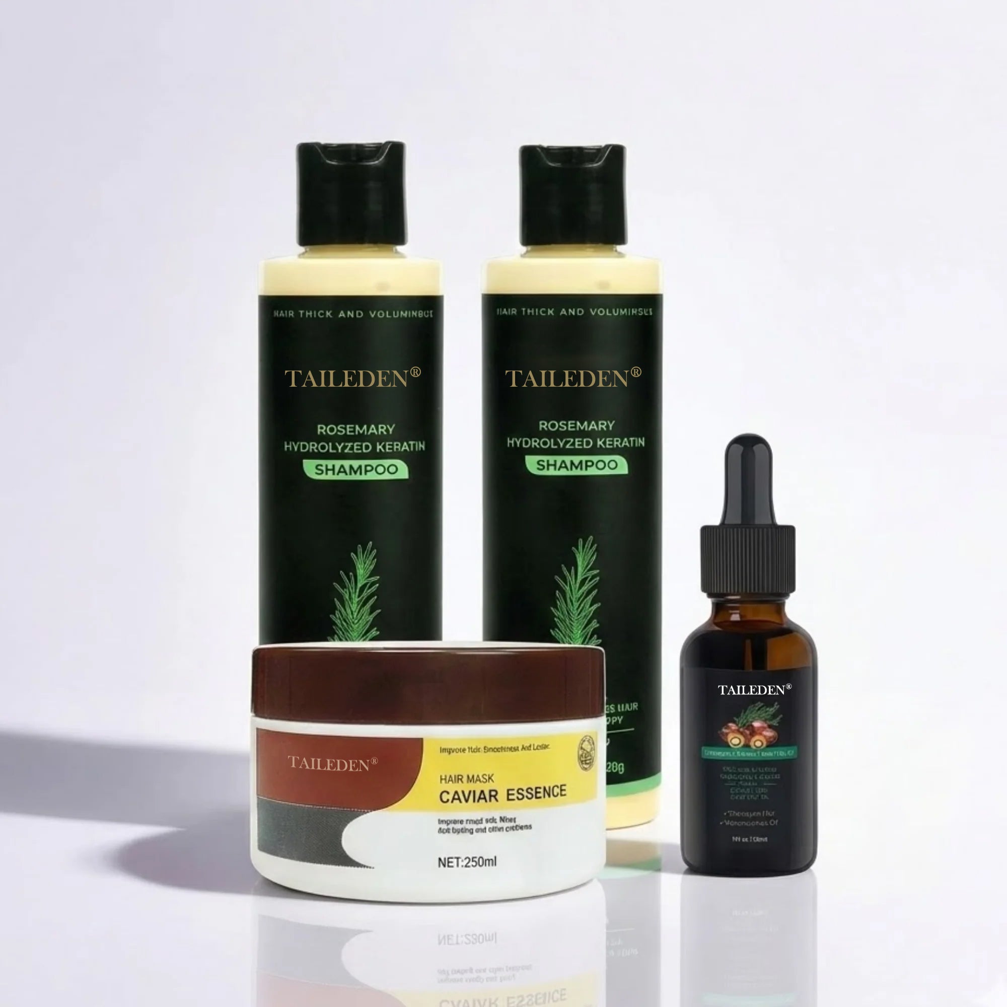4 Packs: 2 Shampoo + Conditioner + Hair Care Oil