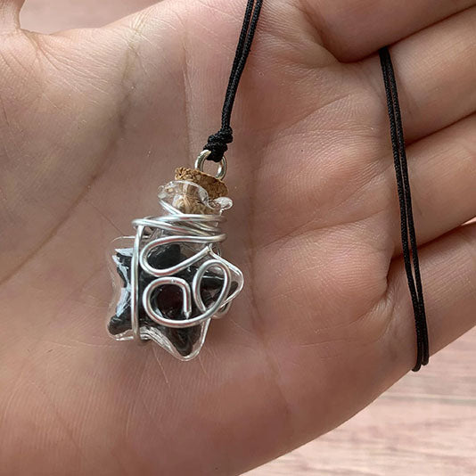 Spell Jar // Witch Black Salt Spell Protection Jar Necklace