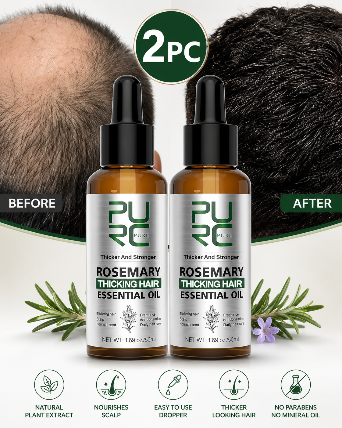 🌱 Organic Rosemary Hair Growth Oil