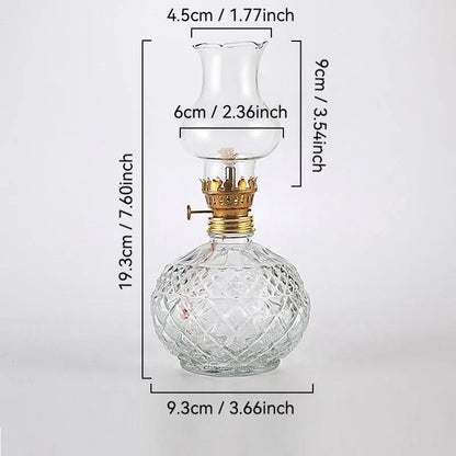 Vintage Style Oil Lamp with Glass Candle Holder