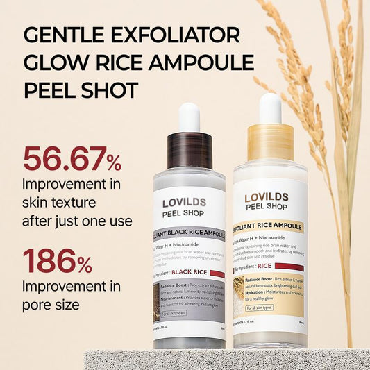 Peel Shot Glow Rice Ampoule Duo - Serums for Brightening, Exfoliating, and Moisturizing -Suitable for All Skin Types