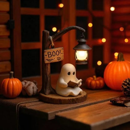 🔥👻📖Cute Ghost Reading Lantern - BOO!